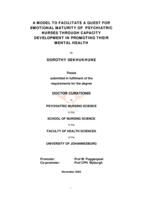 A model to facilitate a quest for emotional maturity of  psychiatric nurses through capacity development in promoting their mental health