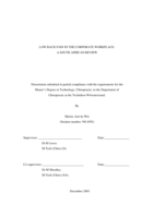 Low back pain in the corporate workplace, a South Africa  review