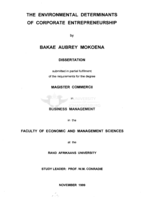 The environmental determinants of corporate entrepreneurship