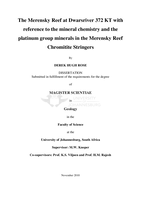 The Merensky Reef at Dwarsriver 372 KT with reference to the mineral chemistry and the platinum group minerals in the Merensky reef chromitite stringers