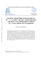 Search for charged Higgs bosons decaying via H ± → τ±ντ in the τ+jets and τ+lepton final states with 36 fb−1 of p p collision data recorded at √s = 13 TeV with the ATLAS experiment