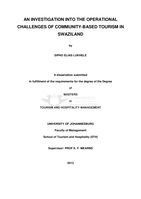 An investigation into the operational challenges of community-based tourism in Swaziland