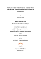 The relevance of diversity issues amongst ethnic generational sub-groupings in the South African workplace