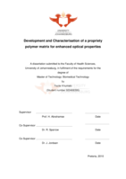 Development  and characterisation of a propriety polymer matrix for enhanced optical properties