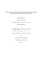 An evaluation of consequences of the controlled foreign company provisions of the South African Income Tax Act