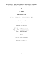 Evaluating the impact of a leadership development programme for women at the industrial development corporation