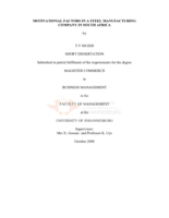 Motivational factors in a steel manufacturing company in South Africa