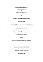 Values education at a nursing college in North West Province