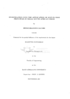 Investigation into the application of just-in-time principles in small South African firms