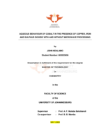 Aqueous behaviour of cobalt in the presence of copper,  iron and sulphur dioxide with and without microwave processing