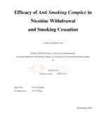 Efficacy of Anti Smoking Complex in nicotine withdrawal and smoking cessation