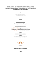 Developing an understanding of bullying targets' experience of and coping with abusive workplace situations