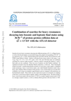 Combination of searches for heavy resonances  decaying into bosonic and leptonic final states using 36 fb−1 of proton–proton collision data at √s = 13 TeV with the ATLAS detector