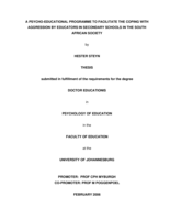 A psycho-educational programme to facilitate the coping with aggression by educators in secondary schools in the South African society.