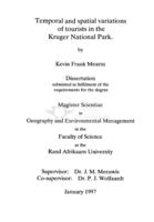 Temporal and spatial variations of tourists in the Kruger National Park.