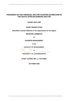 Progress on the Financial Sector Charter scorecard in the South African banking sector