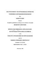 Die effektiwiteit van intraveneuse antibiotika toediening in intensiewesorgeenhede