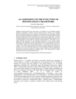An assessment of the evolution of housing policy framework