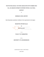 The psychological factors associated with women who kill an abusive intimate partner within a cultural context