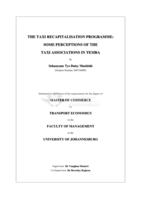 The taxi recapitalisation programme : some perceptions of the taxi associations in Temba