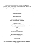 A tacit component to acquiring critical thinking skills? : analysing expert knowledge in order to enhance the efficiency of learning critical thinking skills