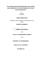 The correlation between emotional intelligence and leadership style effectiveness in the adult education industry