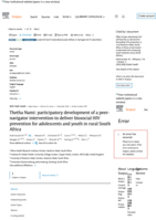 Thetha Nami : participatory development of a peer-navigator intervention to deliver biosocial HIV prevention for adolescents and youth in rural South Africa