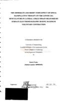 The immediate and short-term effect of spinal manipulative therapy on the lower leg musculature in lateral ankle sprain measured by surface electromyography during maximum voluntary contraction