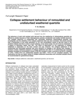 Collapse settlement behaviour of remoulded and undisturbed weathered quartzite