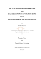 The development and implementation of an online subscription information centre for the South African wine and brandy industry