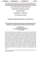 The missing link in Hlalani Kuhle urban poor housing programme in Zimbabwe : interrogating supply and demand side instruments