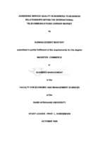 Assessing service quality in business-to-business relationships within the international telecommunications carrier market.
