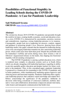 Possibilities of Functional Stupidity in  Leading Schools during the COVID-19  Pandemic: A Case for Pandemic Leadership