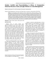 Gender, Conflict and Peace-Building in Africa: A Comparative  Historical Review of Zulu and Igbo Women in Crisis Management