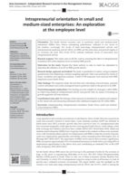 Intrapreneurial orientation in small and medium-sized enterprises : an exploration at the employee level