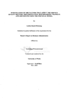 Investigation of the factors that affect the service quality delivery implementation, benchmarking Translux and Greyhound using the Servqual model