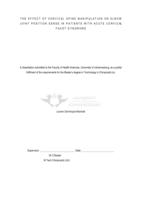 The effect of cervical spine manipulation on elbow joint position sense in patients with acute cervical facet syndrome