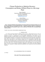 Cleaner production to optimize resource consumption and reduce effluent waste in a beverage plant