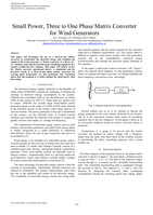 Small power, three to one phase matrix converter for wind generators