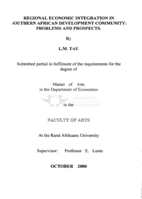Regional economic integration in Southern African development community : problems and prospects