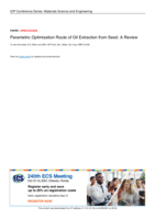Parametric optimization route of oil extraction from seed : a review