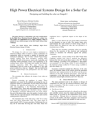 High power design for a solar car : designing and building the solar car IlangaI.I