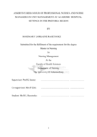 Assertive behaviour of professional nurses and nurse managers in unit management at Academic Hospital settings in the Pretoria Region