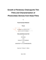 Growth of pentenary chalcopyrite thin films and characterization of photovoltaic devices from these films