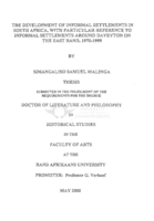 The development of informal settlements in South Africa, with particular reference to informal settlements around Daveyton on the East Rand, 1970-1999