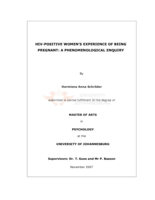 HIV-positive women's experience of being pregnant: a phenomenological enquiry