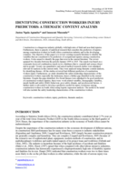 Identifying construction workers injury predictors : a thematic content analysis