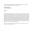 The impact of consumer satisfaction in small independent retailers : the role of consumer experience, consumer participation and consumer advocacy