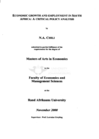 Economic growth and employment in South Africa: a critical policy analysis