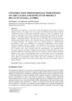 Construction professionals’ perception on the causes and effects of project delay in Lusaka, Zambia